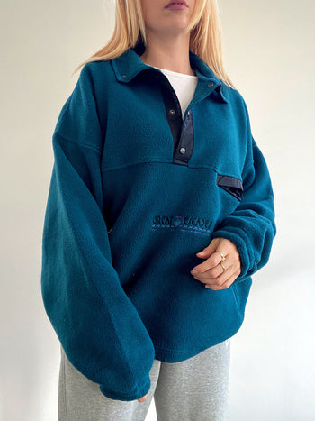 Vintage entenblauer Fleecepullover XL