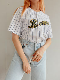 Weiß gestreiftes Baseballtrikot Leones S
