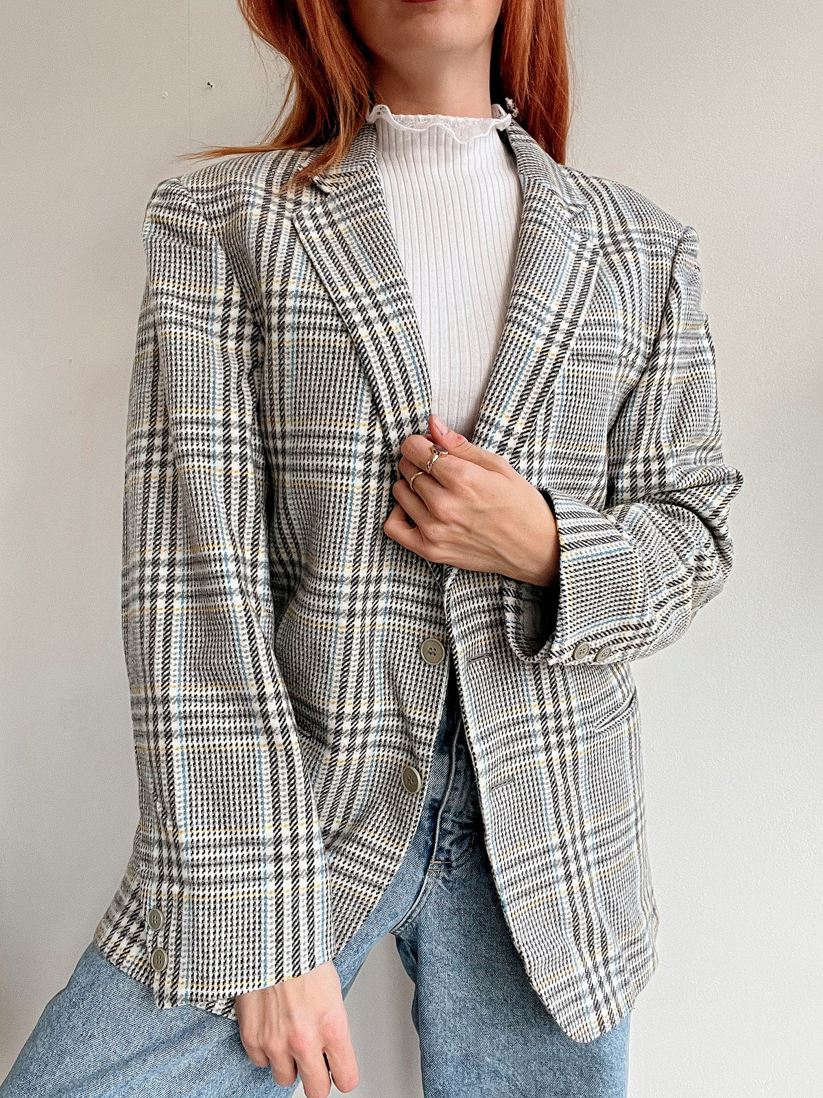White and blue jacket with orange collar Adidas XL