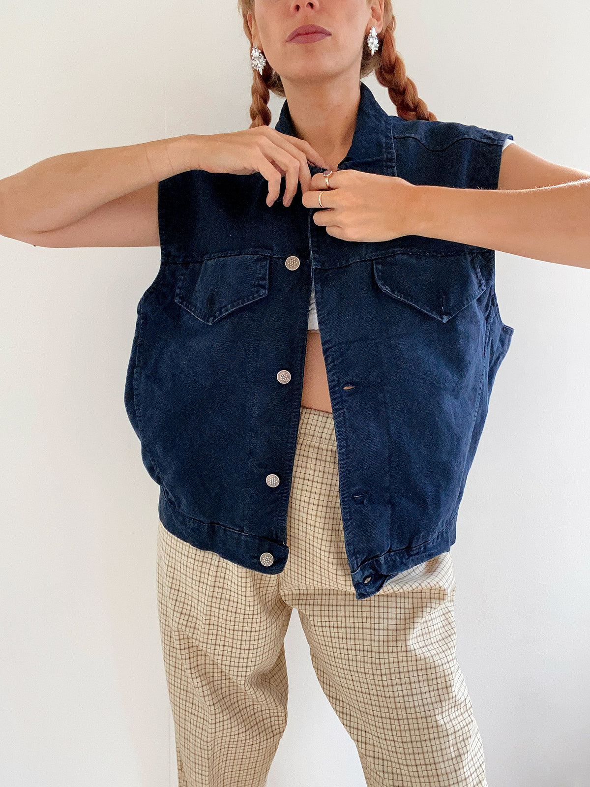 Gilet sans manche en jeans vintage bleue  L
