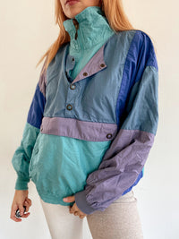 Vintage-Joggingjacke in Türkis und Lila XL