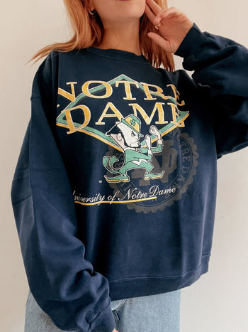 Pull vintage américain bleu foncé XXL