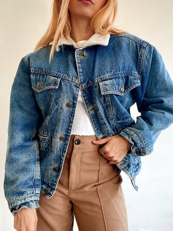 Veste en jeans vintage  intérieur mouton   M