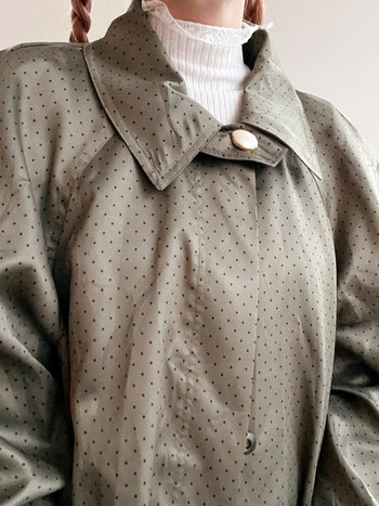 Trench coat vintage khaki très fin à pois M