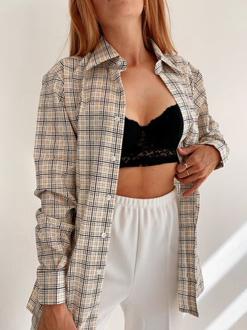 Chemise Vintage 80/90s beige à carreaux