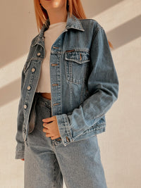 Veste en jeans vintage bleue claire M