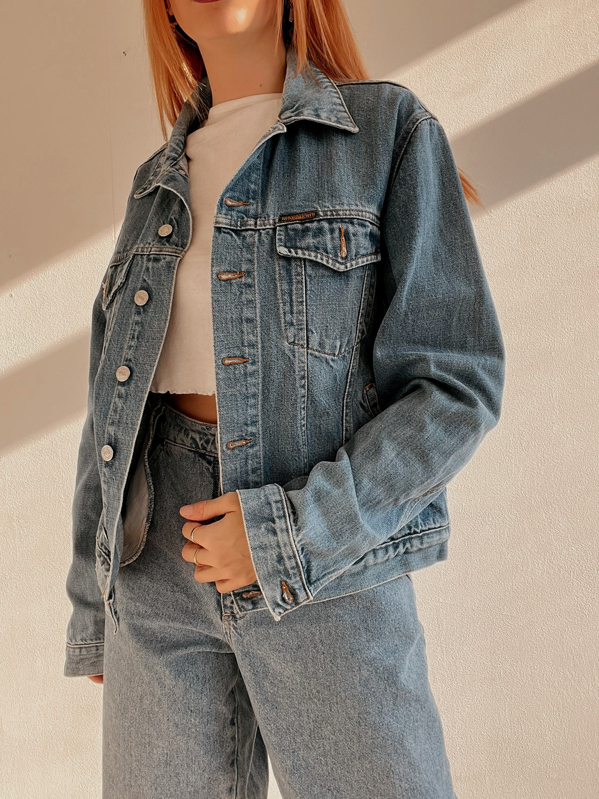 Veste en jeans vintage bleue claire M
