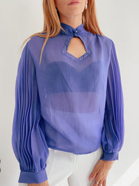 Chemise Vintage violette transparente avec petits diamants
