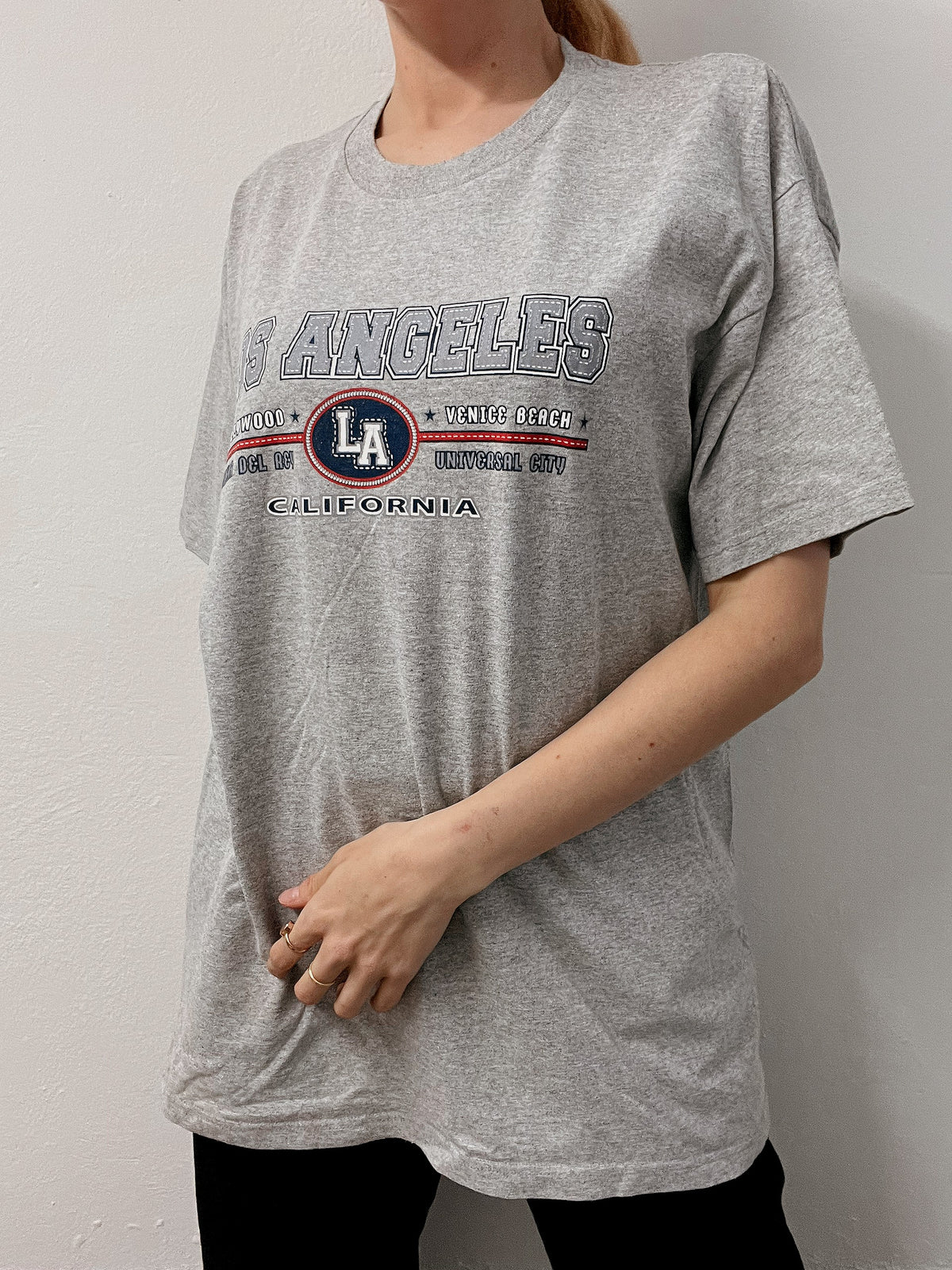 Hellgraues Vintage-T-Shirt Los Angeles XL