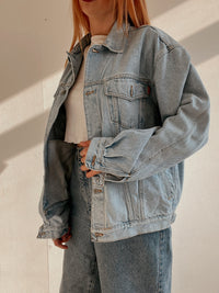 Veste en jeans vintage bleue très claire L