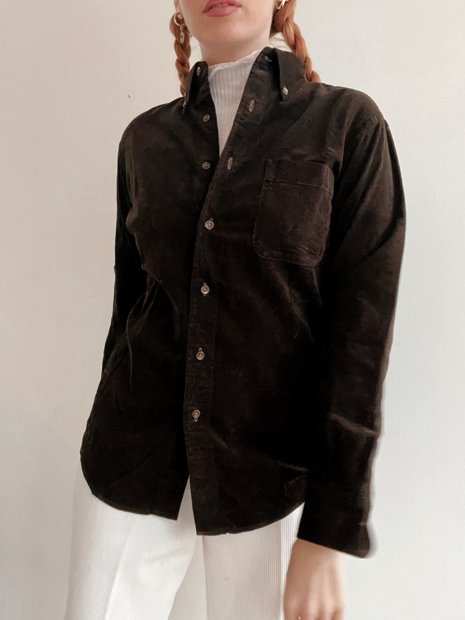 Chemise Vintage 80/90s brune  en velours côtelé S