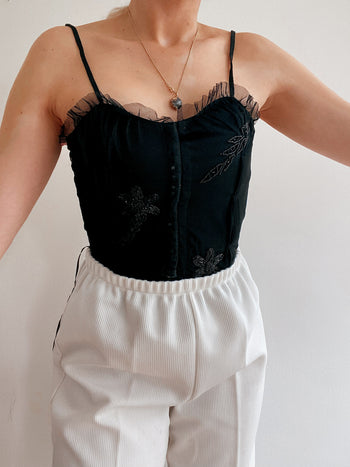 Corset/Lingerie noir  avec petites paillettes  S