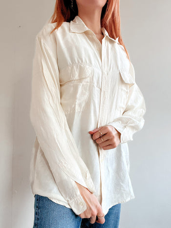 Chemise en soie blanc cassé L