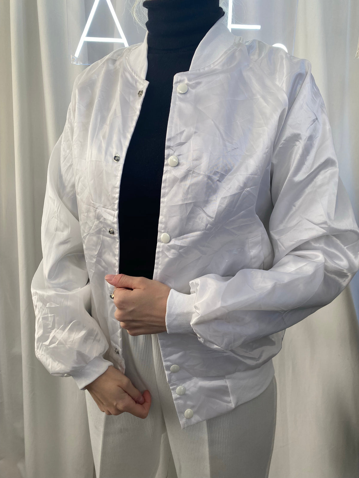 Veste bomber blanche satinée Garden S/M
