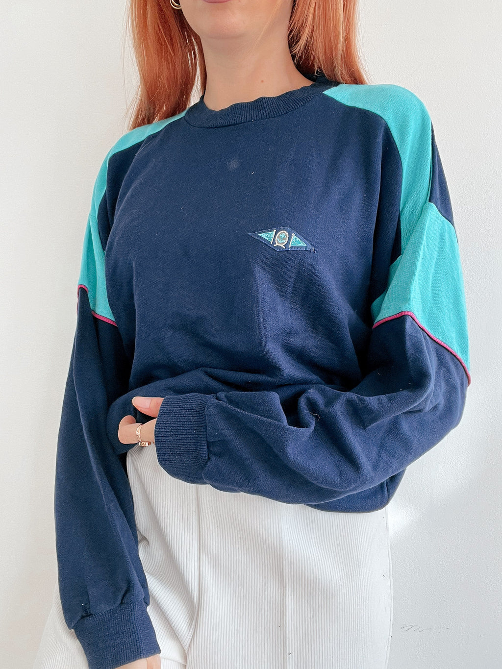 White and blue jacket with orange collar Adidas XL