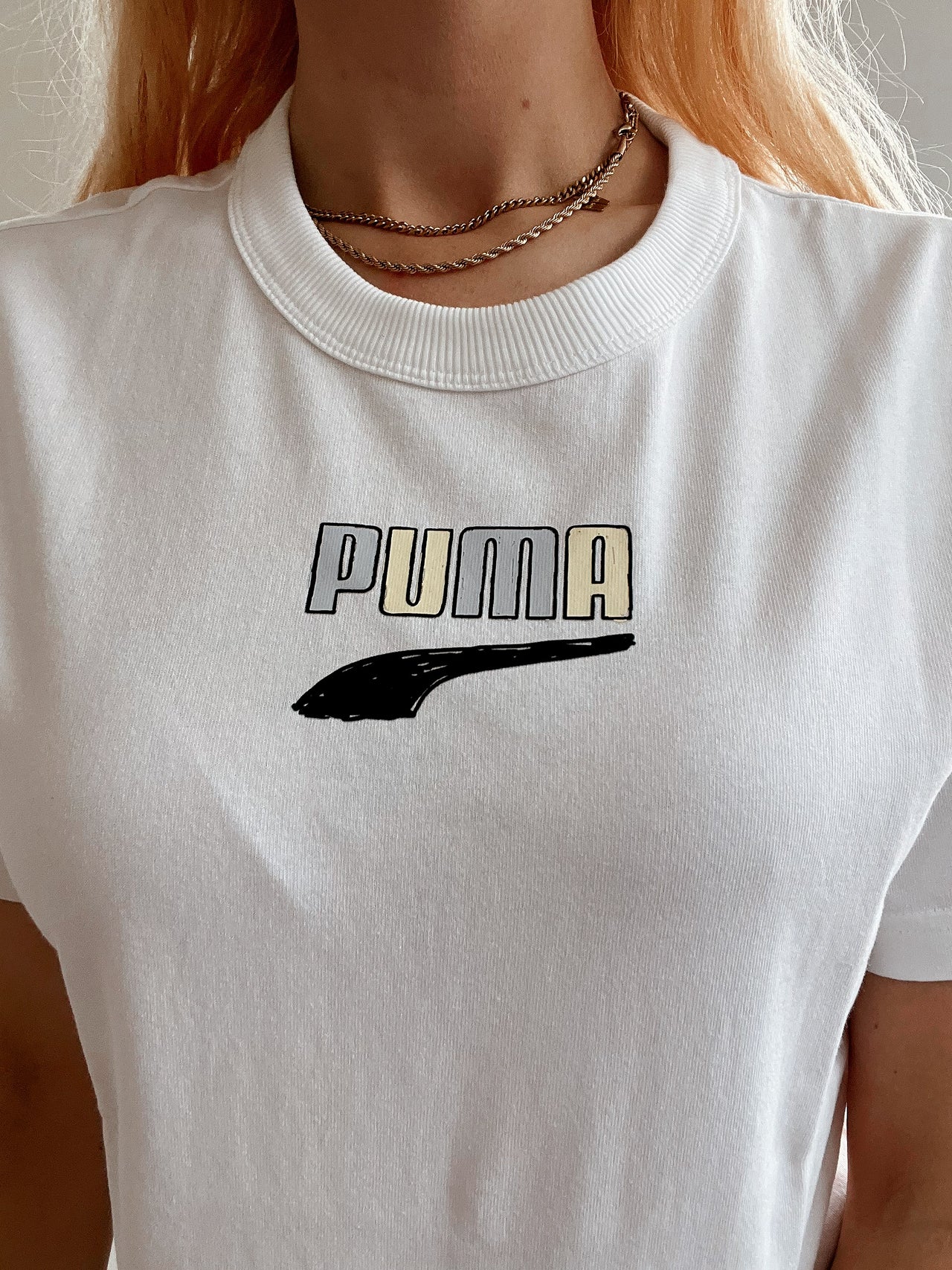 T-shirt blanc vintage Puma S