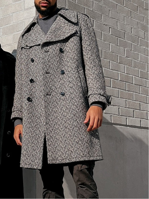 Manteau en laine vintage noir XL