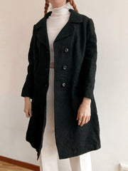 Manteau en laine vintage noir texturé S