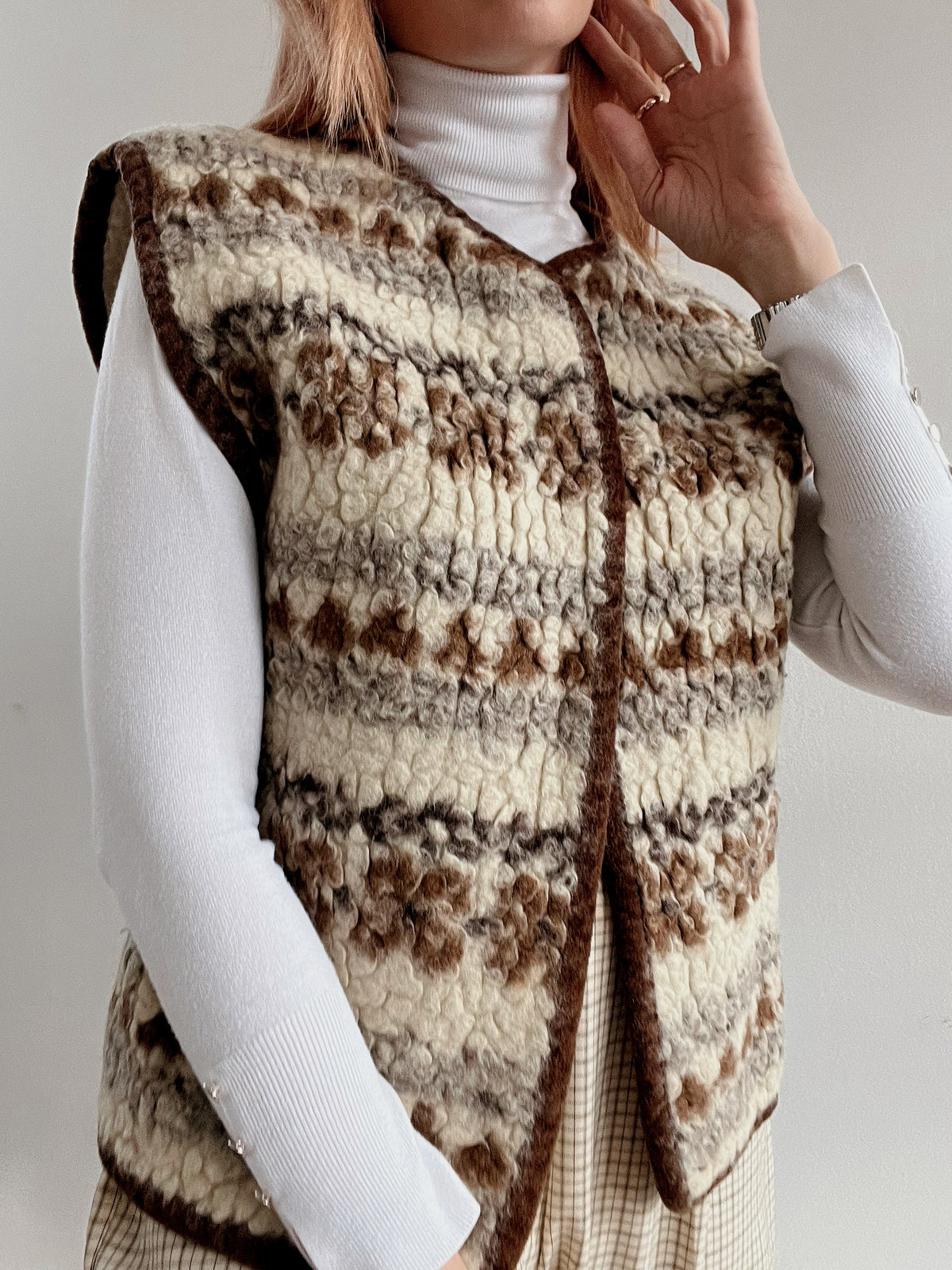 Gilet vintage sans manche en laine L