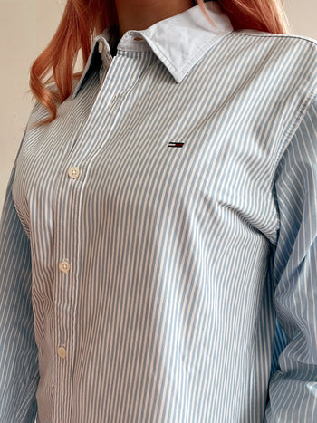 Chemise vintage Tommy Hilfiger bleu ciel rayée L