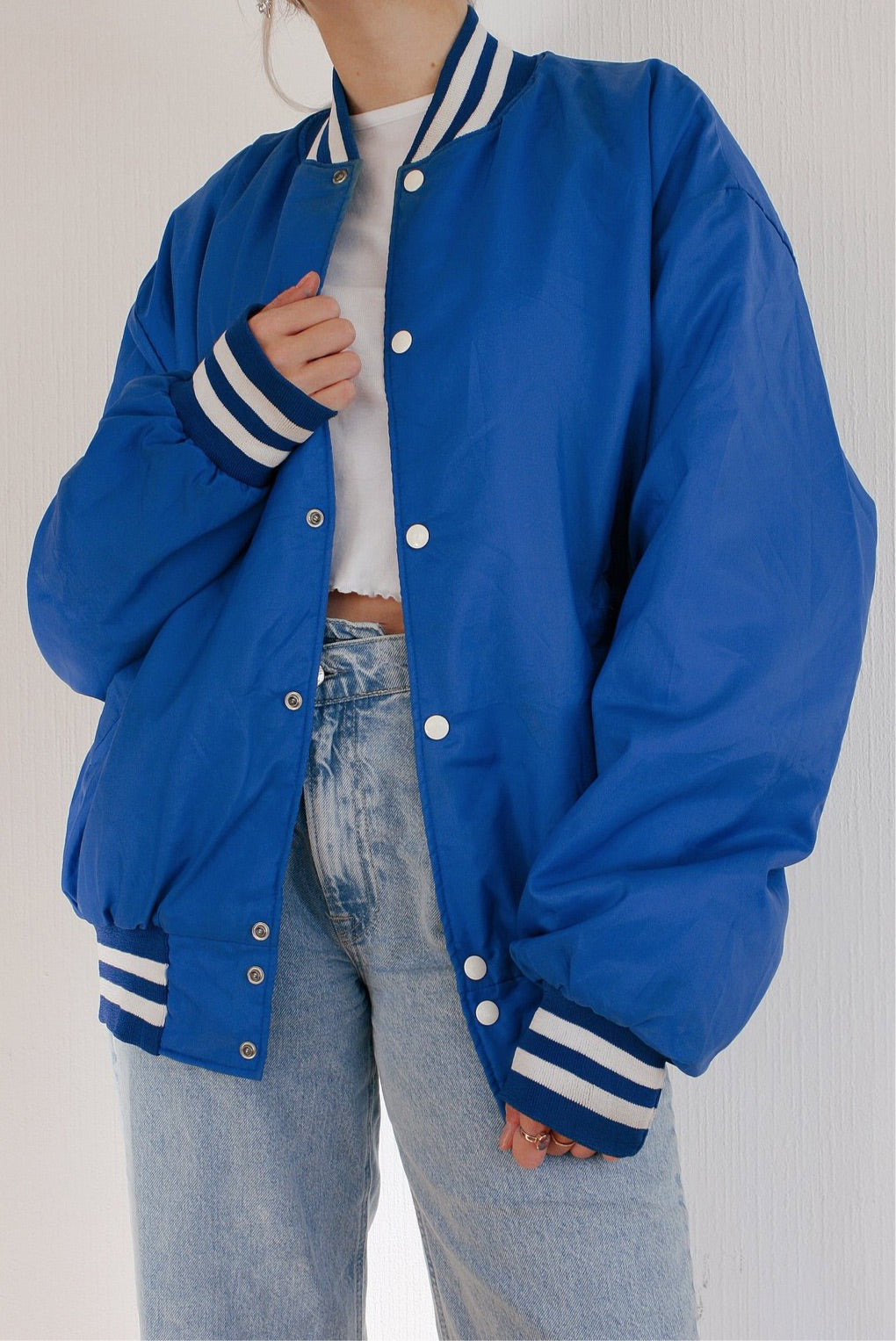 Veste bomber bleue unie XXL