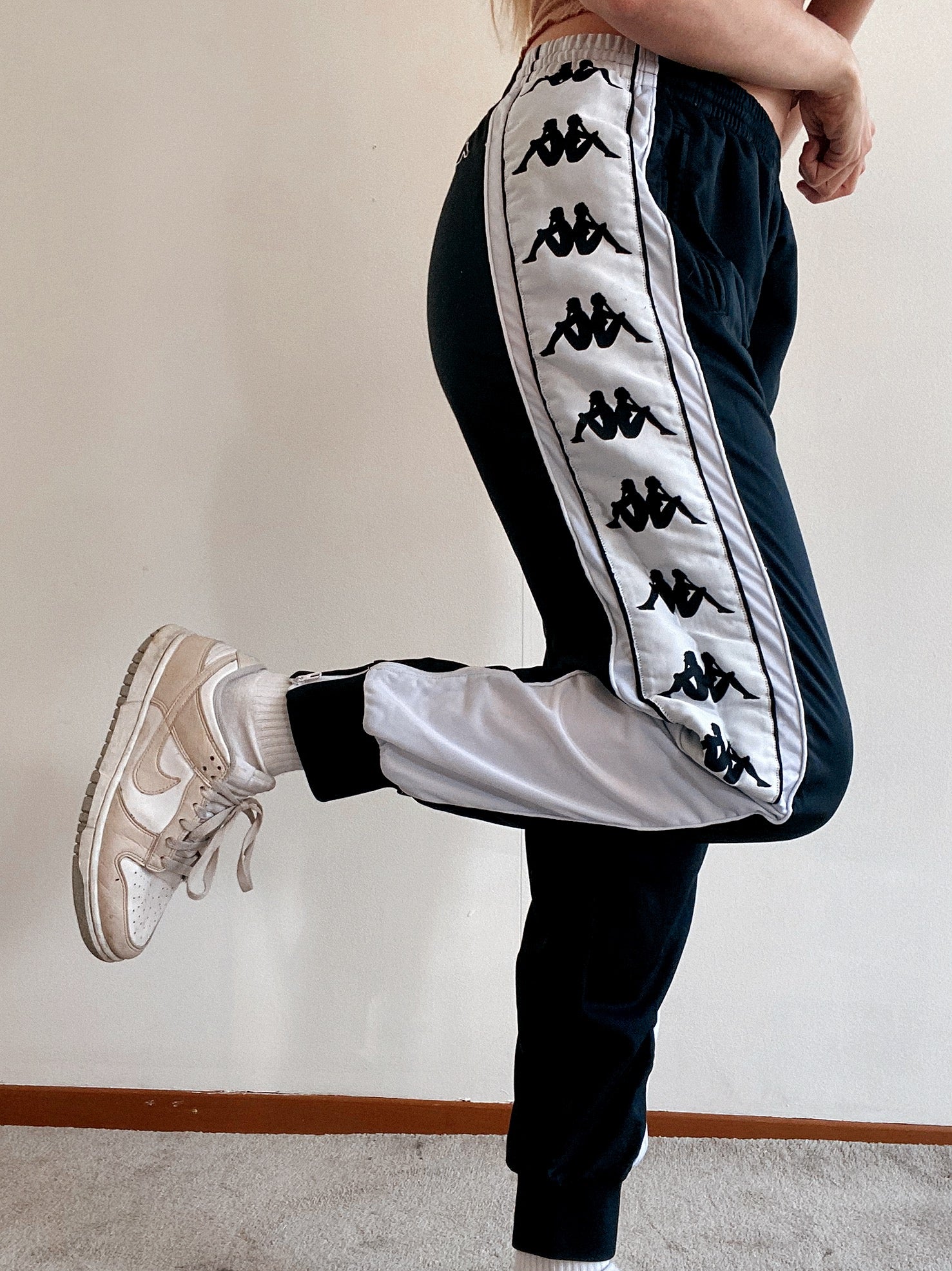 Kappa XL Vintage schwarze Jogginghose
