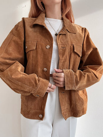 Veste en daim camel oversized M/L