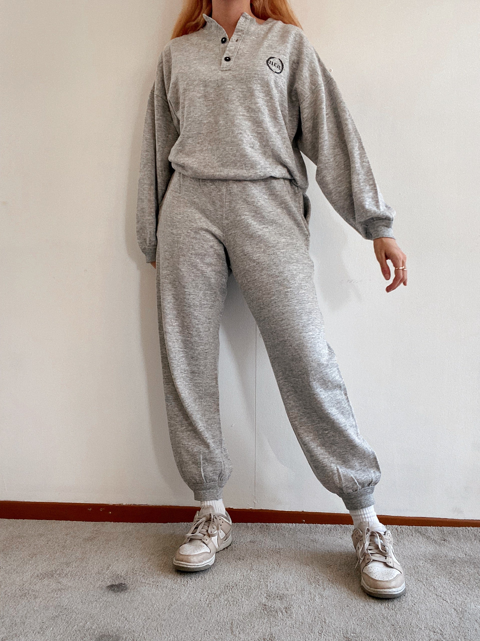 Vintage graue und lila Jogginghose XL