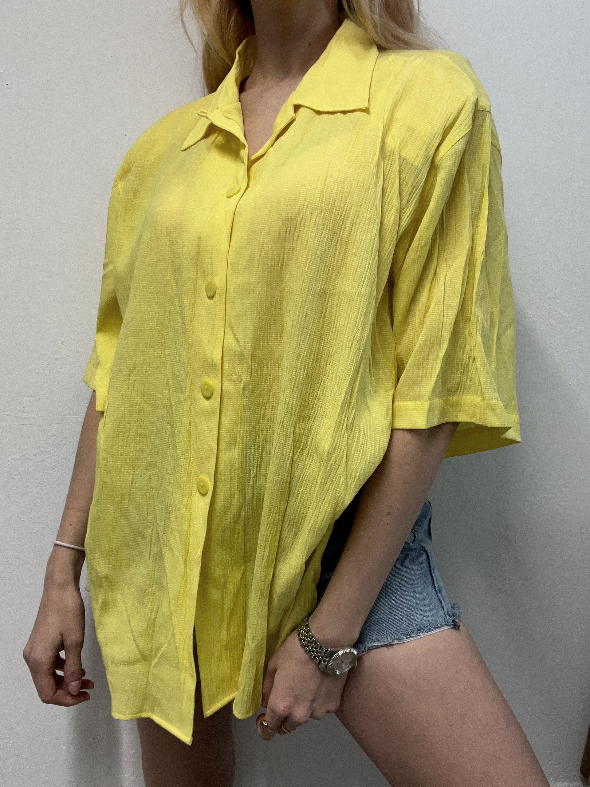 Chemise vintage 80’s 90’s jaune L