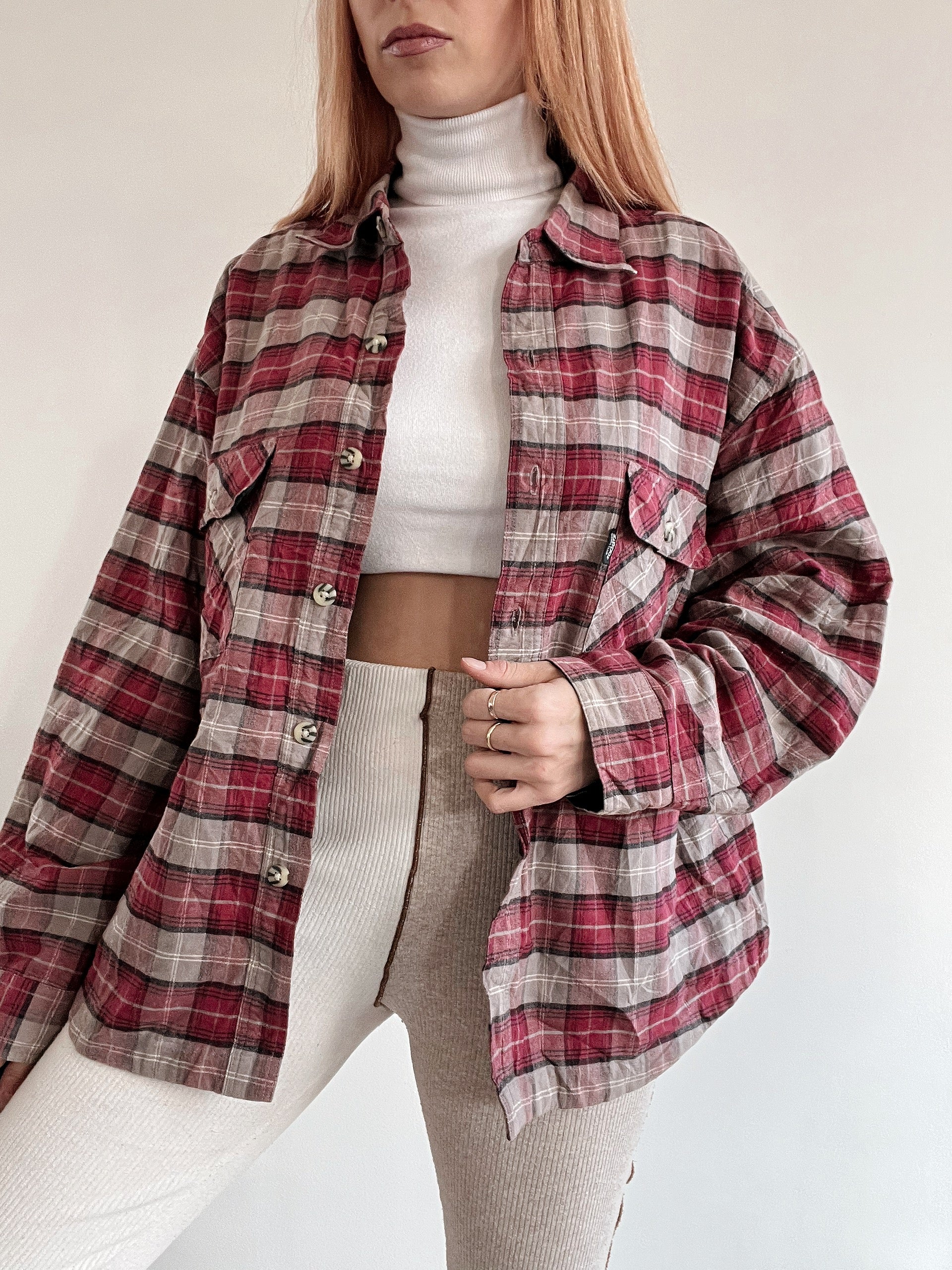 Chemise/veste vintage rose  à carreaux M