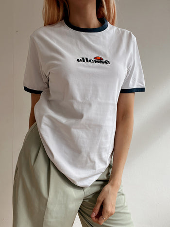 Tshirt vintage blanc brodé Ellesse M