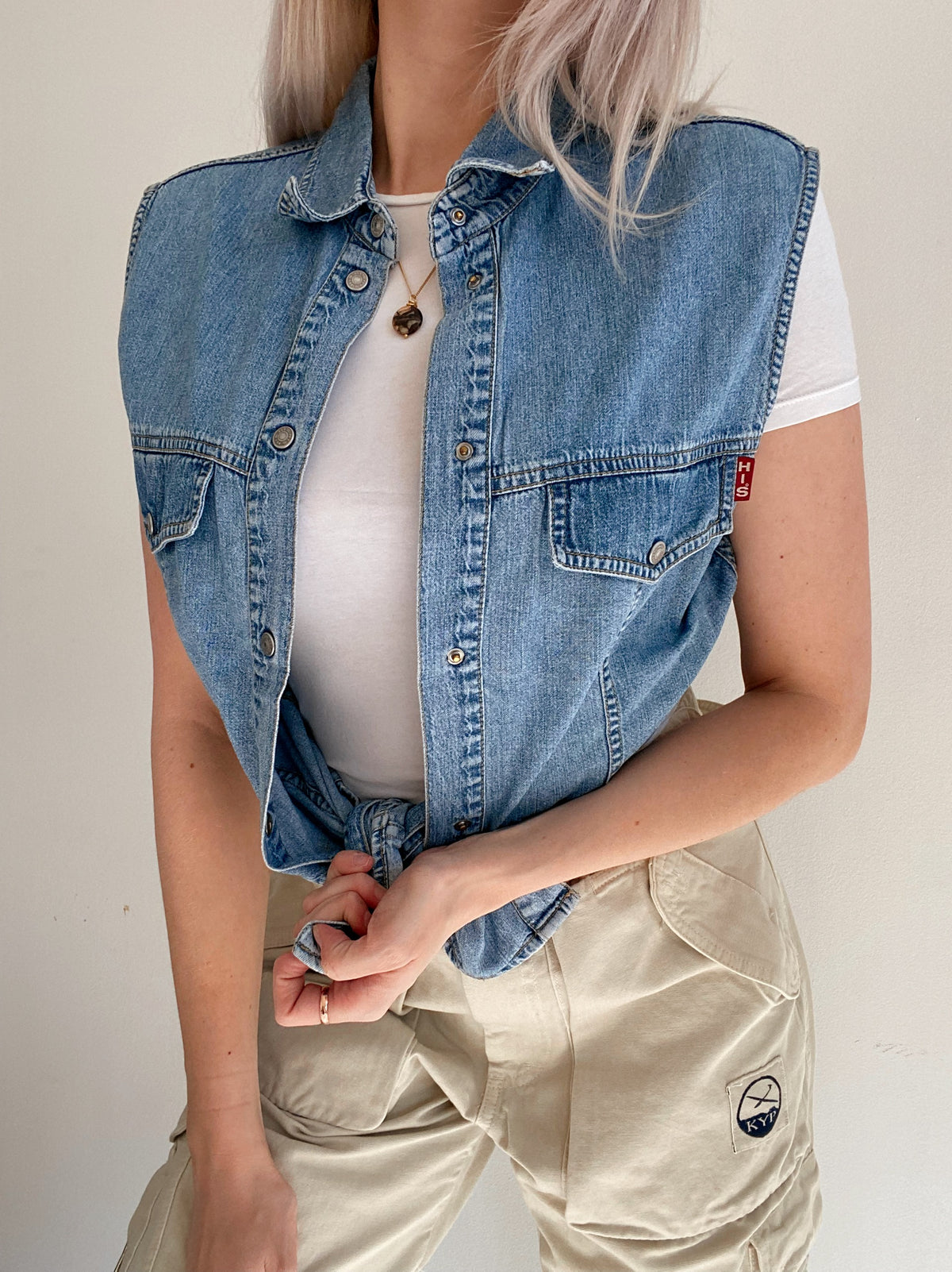 Gilet en jeans vintage bleu clair M