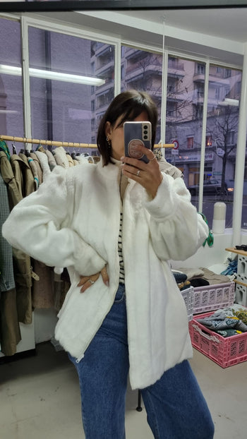 Veste fausse fourrure blanche M