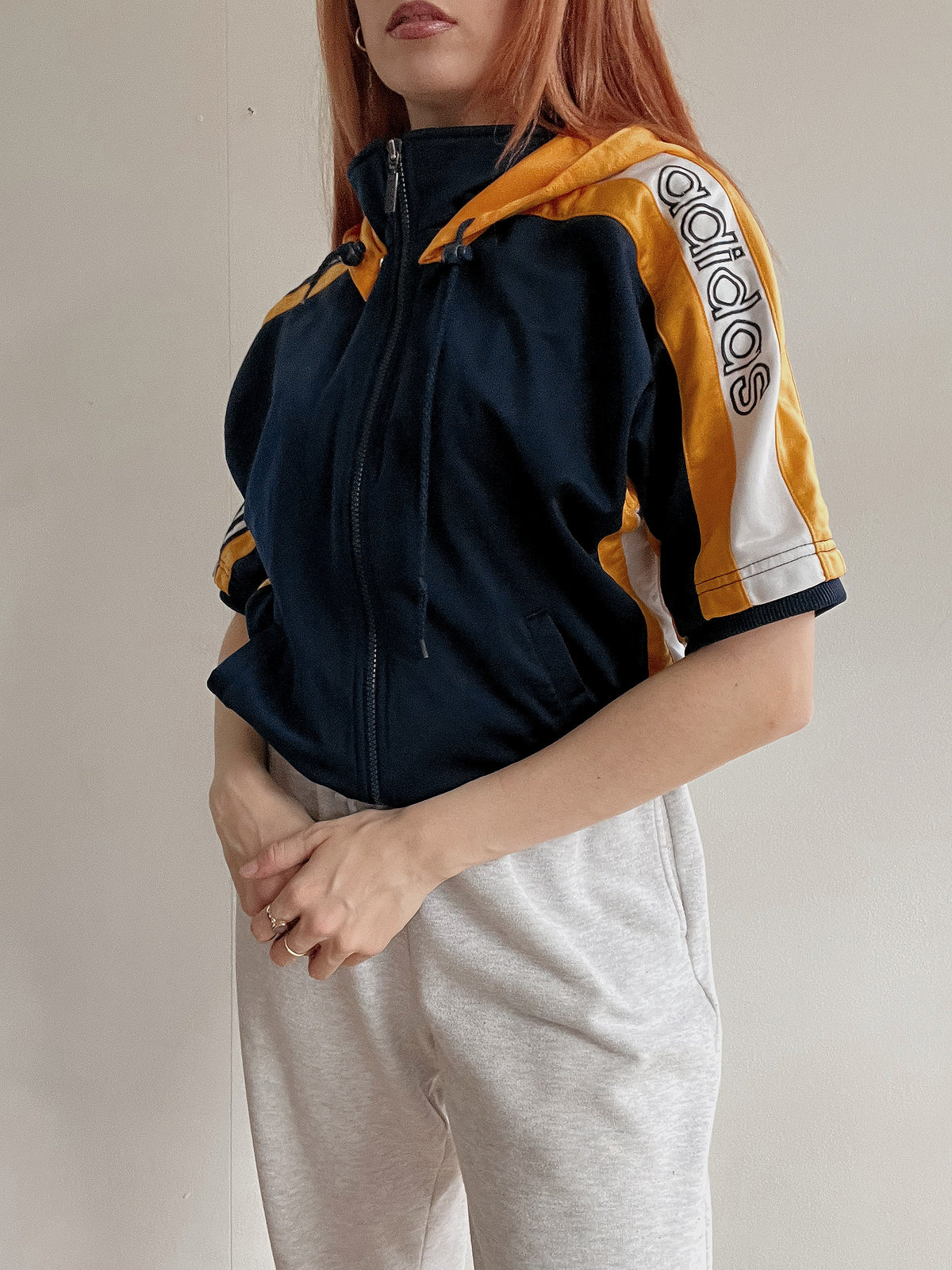 Vintage dunkelblaue Joggingweste Adidas L
