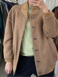Bomberjacke aus beige-weißer Wolle L/Xl 