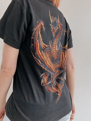 Vintage schwarzes Drachen T-Shirt M