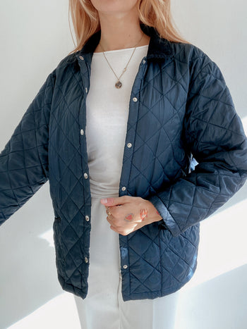 Vintage dunkelblaue Steppjacke S