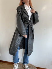 Trench coat gris vintage en cuir L