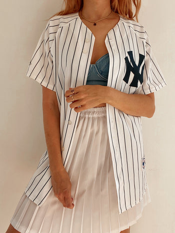 Maillot baseball blanc rayé NY S