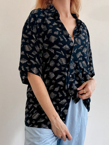 Chemise Vintage 80/90s noire à motifs