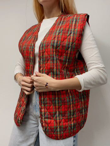 Gilet sans manche matelassé rouge et vert M/L