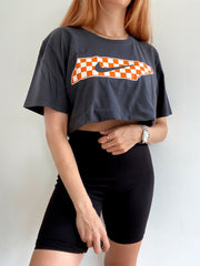 T-shirt vintage gris anthracite et orange Nike XL