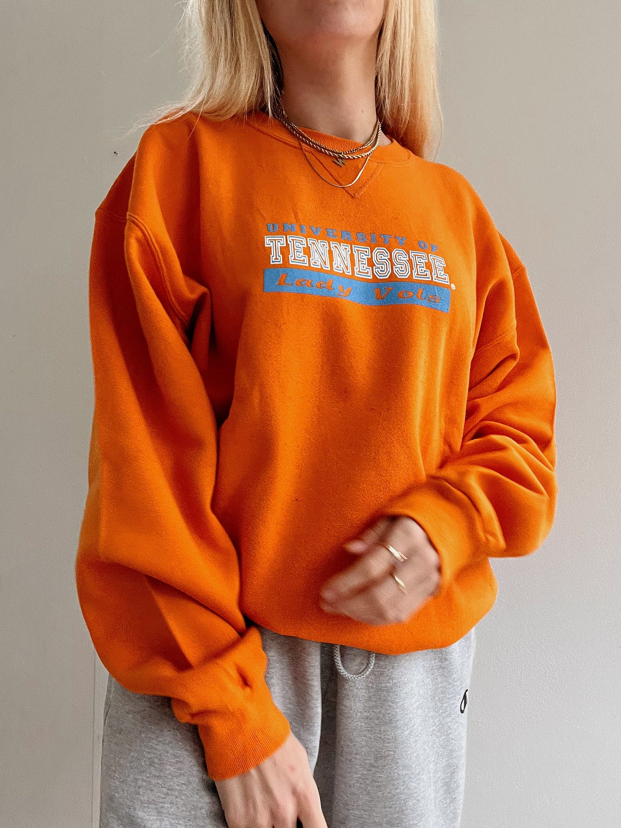 Vintage amerikanischer Pullover hellorange L