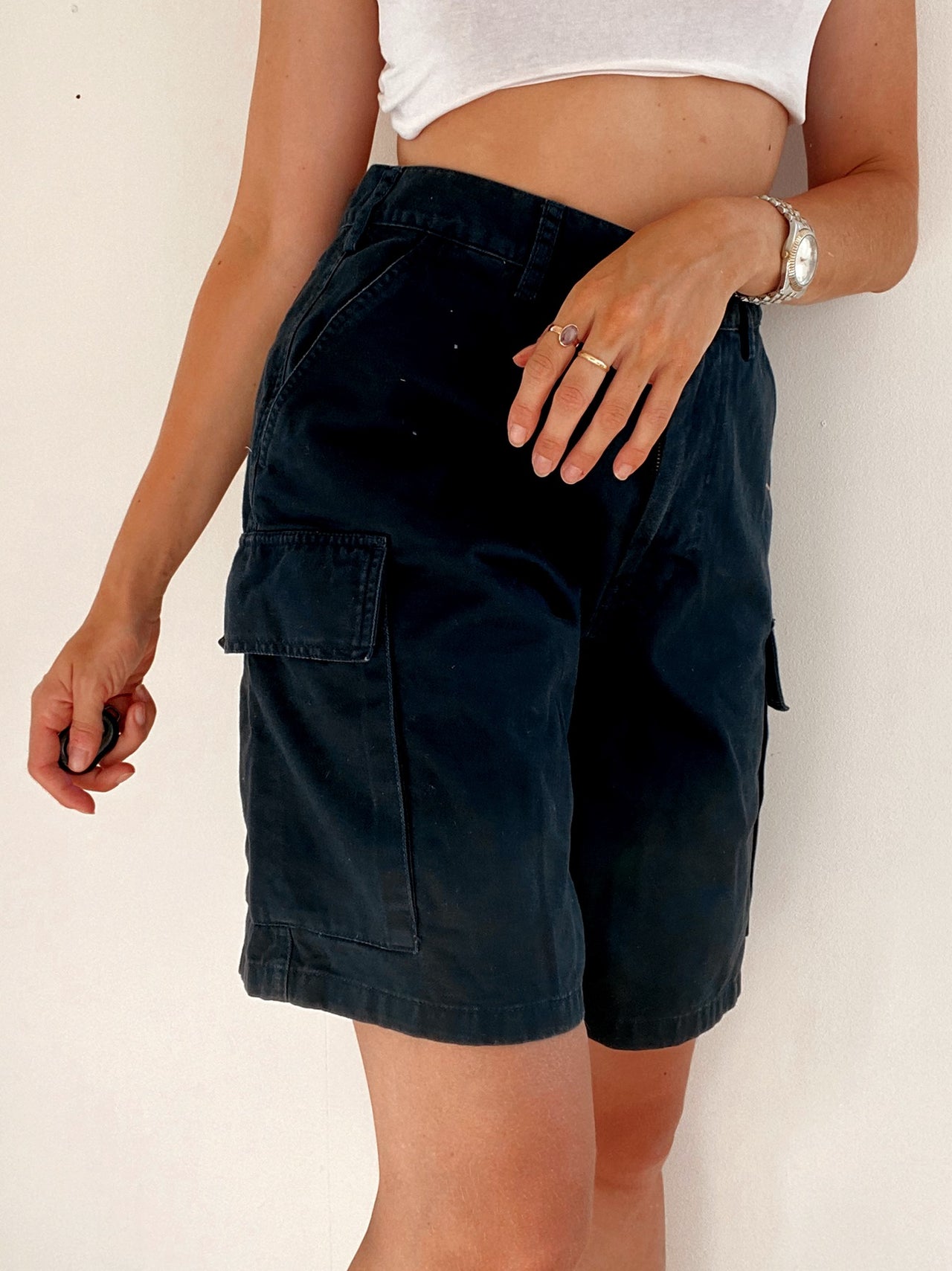 Short cargo vintage bleu foncé L