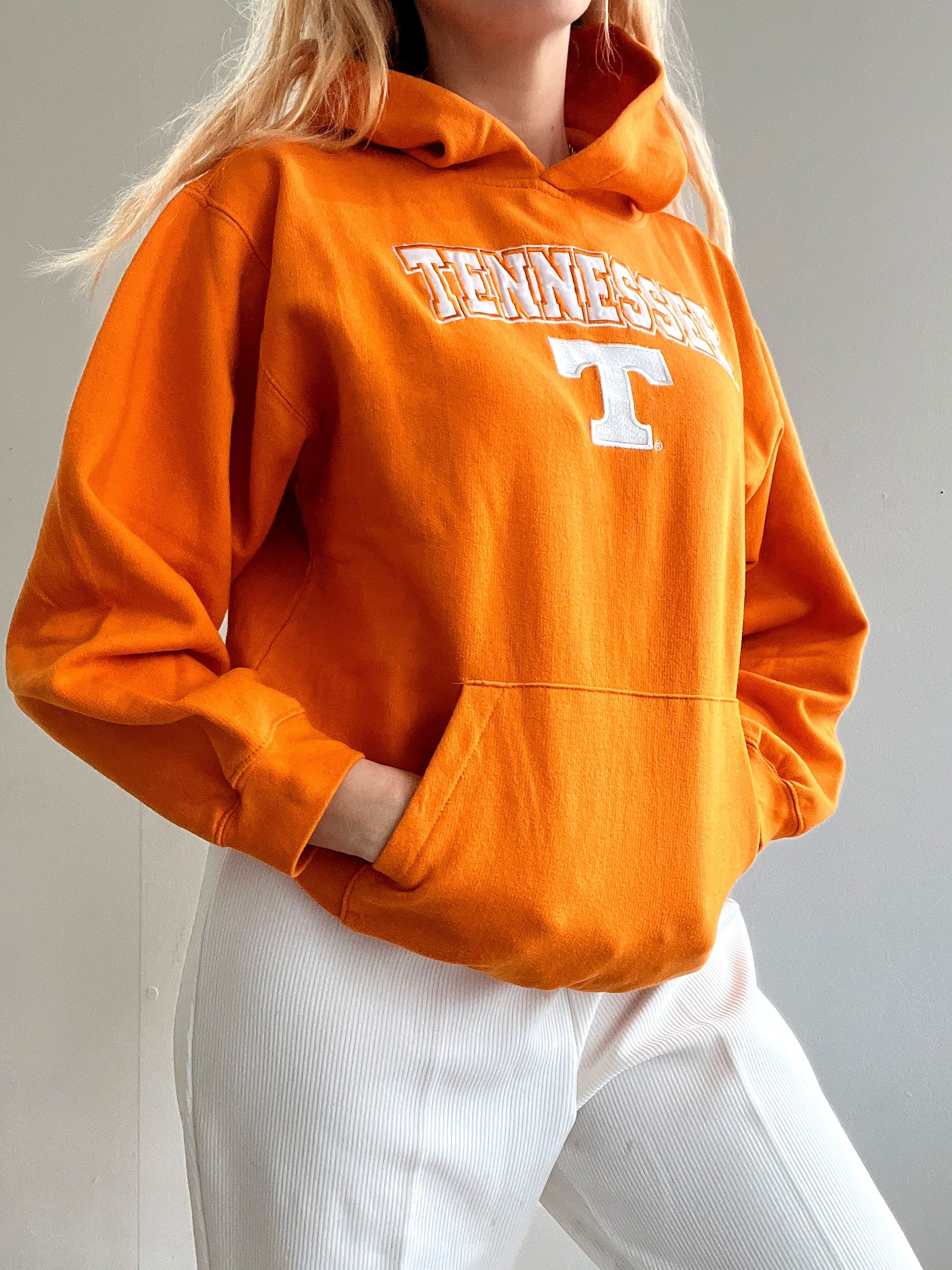 White and blue jacket with orange collar Adidas XL