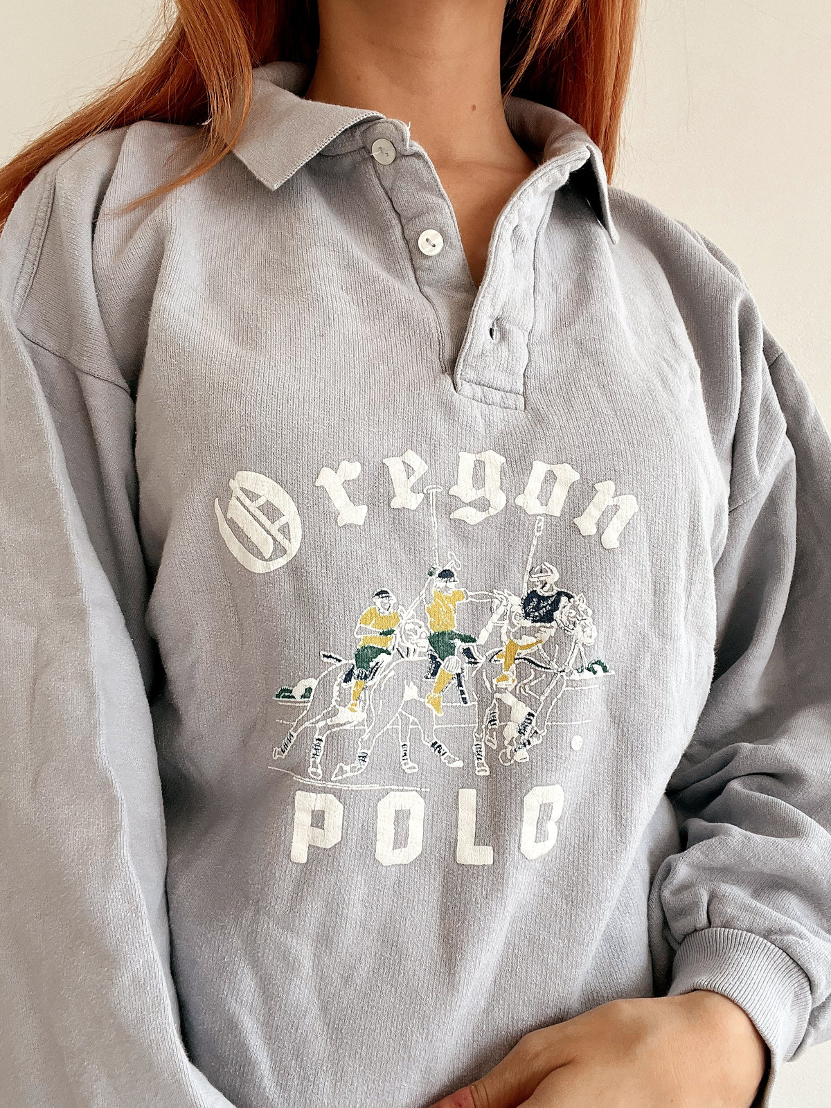 Hellgrauer Vintage-Pullover L