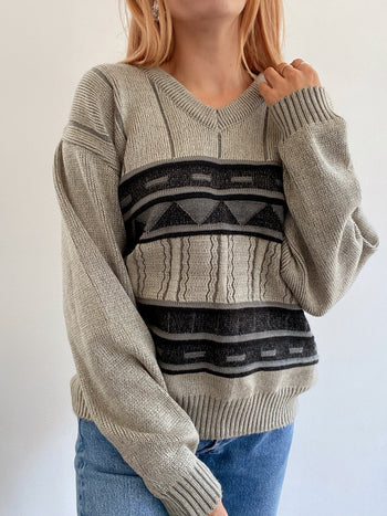 Pull vintage en laine beige