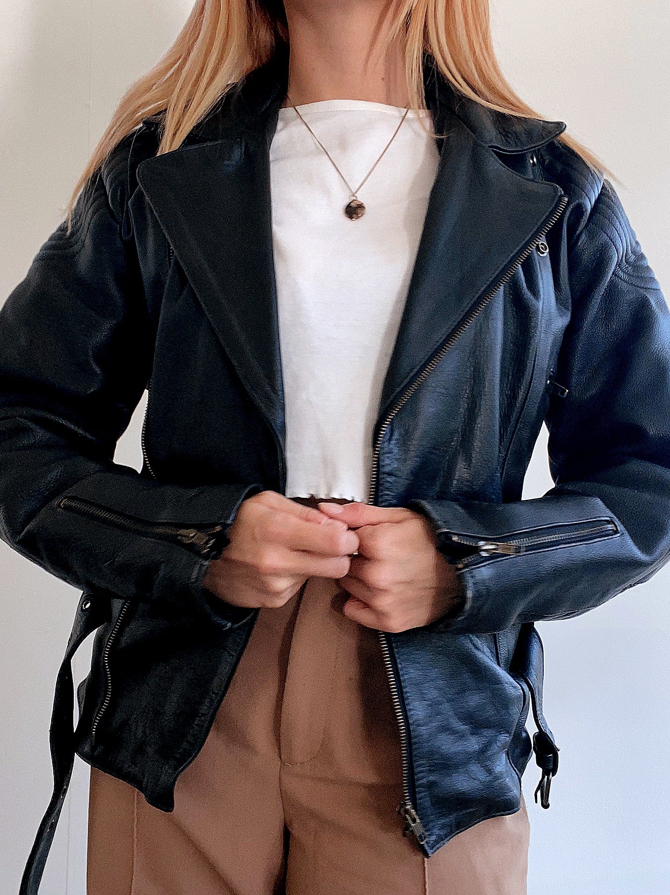 White and blue jacket with orange collar Adidas XL