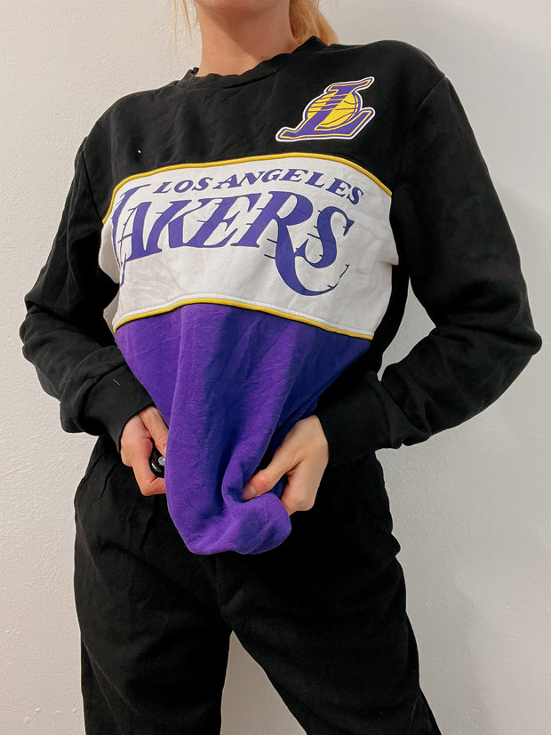 Pull vintage américain noir et violet Lakers M