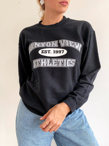 Pull vintage américain noir et gris S